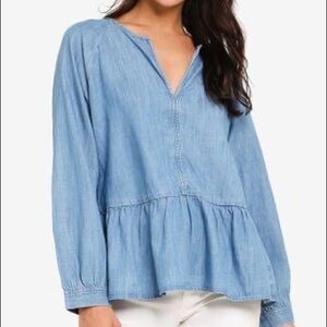 Gap zen chambray peplum top